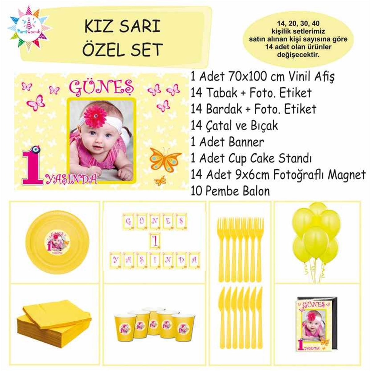 Parti Seti Sarı Konsept Özel Set 