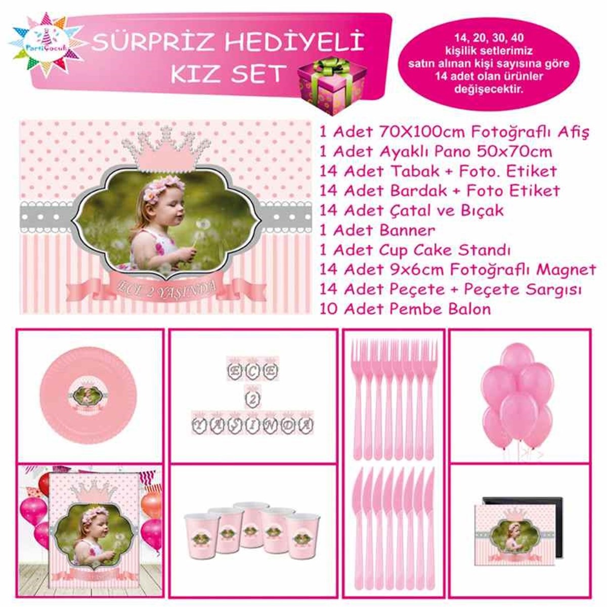 Parti Tema Paketi Pembe Taç Sürpriz Set 