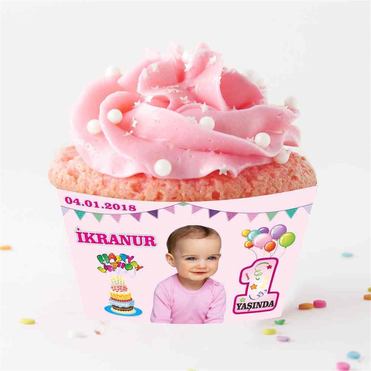 Pastalı Balonlu Cupcake Sargısı  