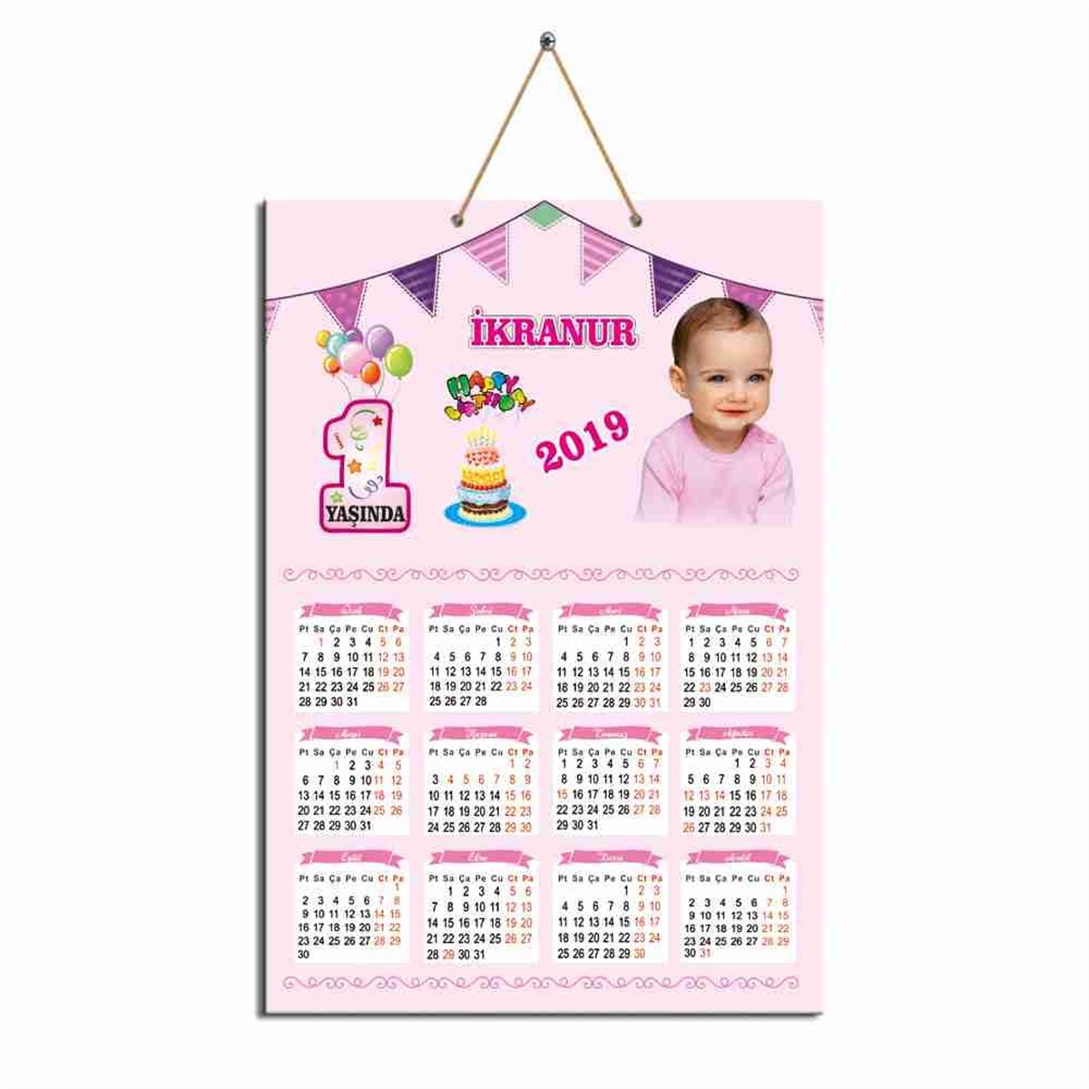 Pastalı Balonlu Karton Takvim  