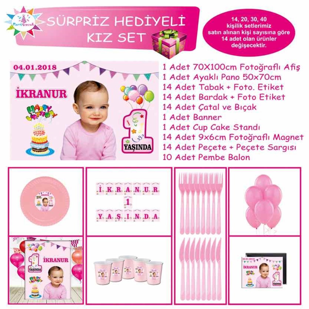 Pastalı Balonlu Konsept Sürpriz Set 