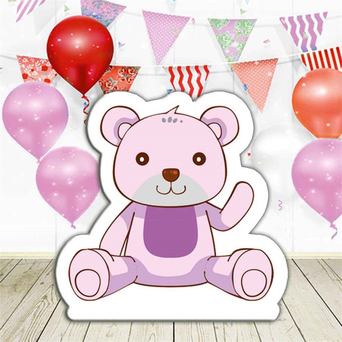 Pembe Ayı Parti Masa Önü Figür Süsü 