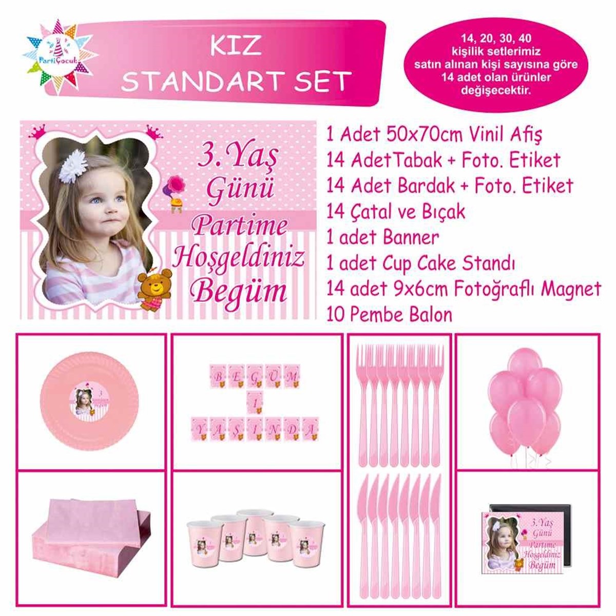 Pembe Çizgili Ayılı Konsept Standart Set 