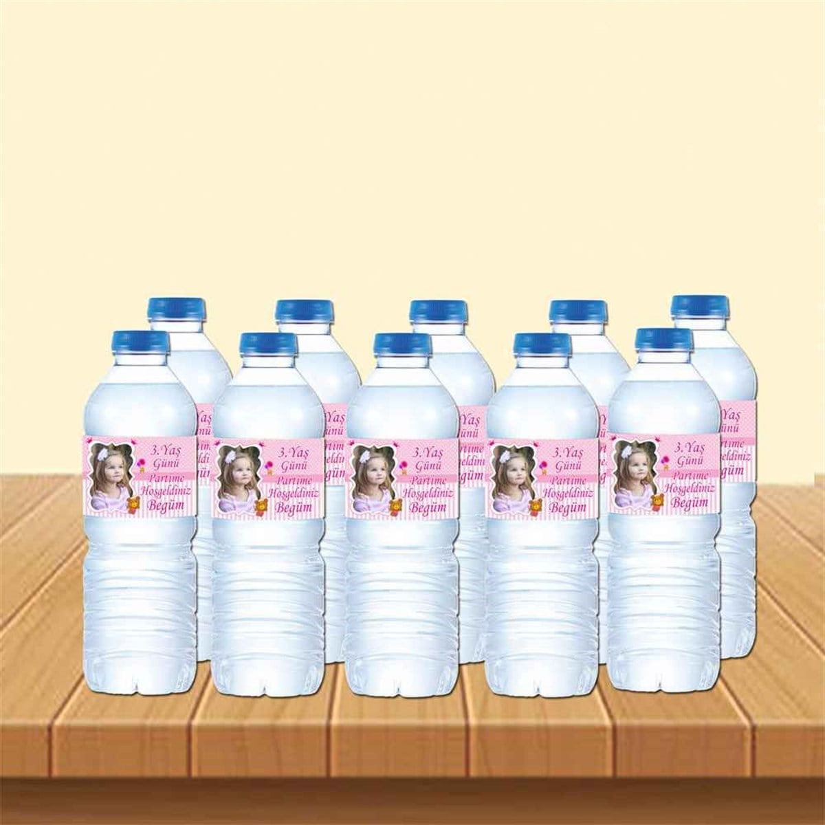 Pembe Çizgili Ayılı Su Şisesi Bandı   