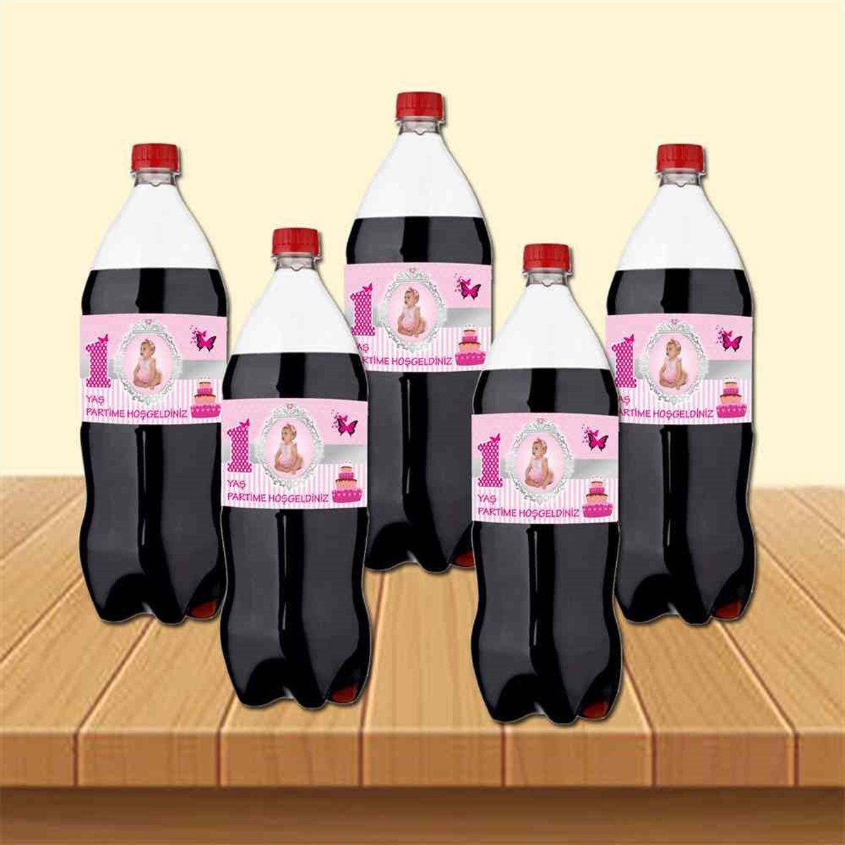 Pembe Kelebek Pasta Cola Şisesi Bandı  