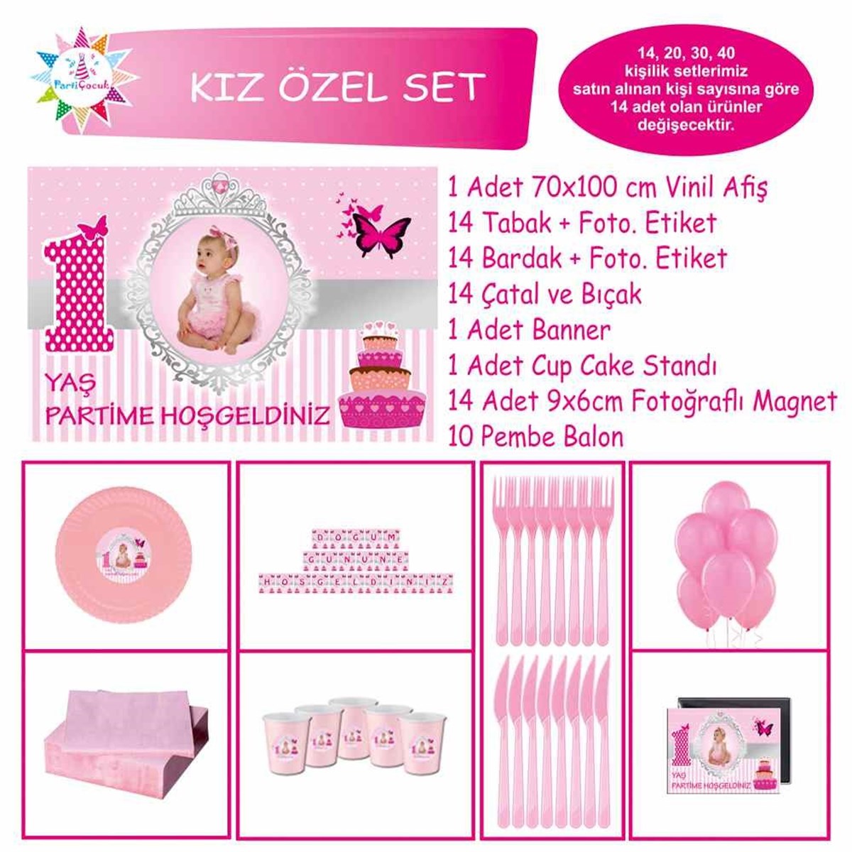 Pembe Kelebek Pasta Masa Süslemesi Özel Set 