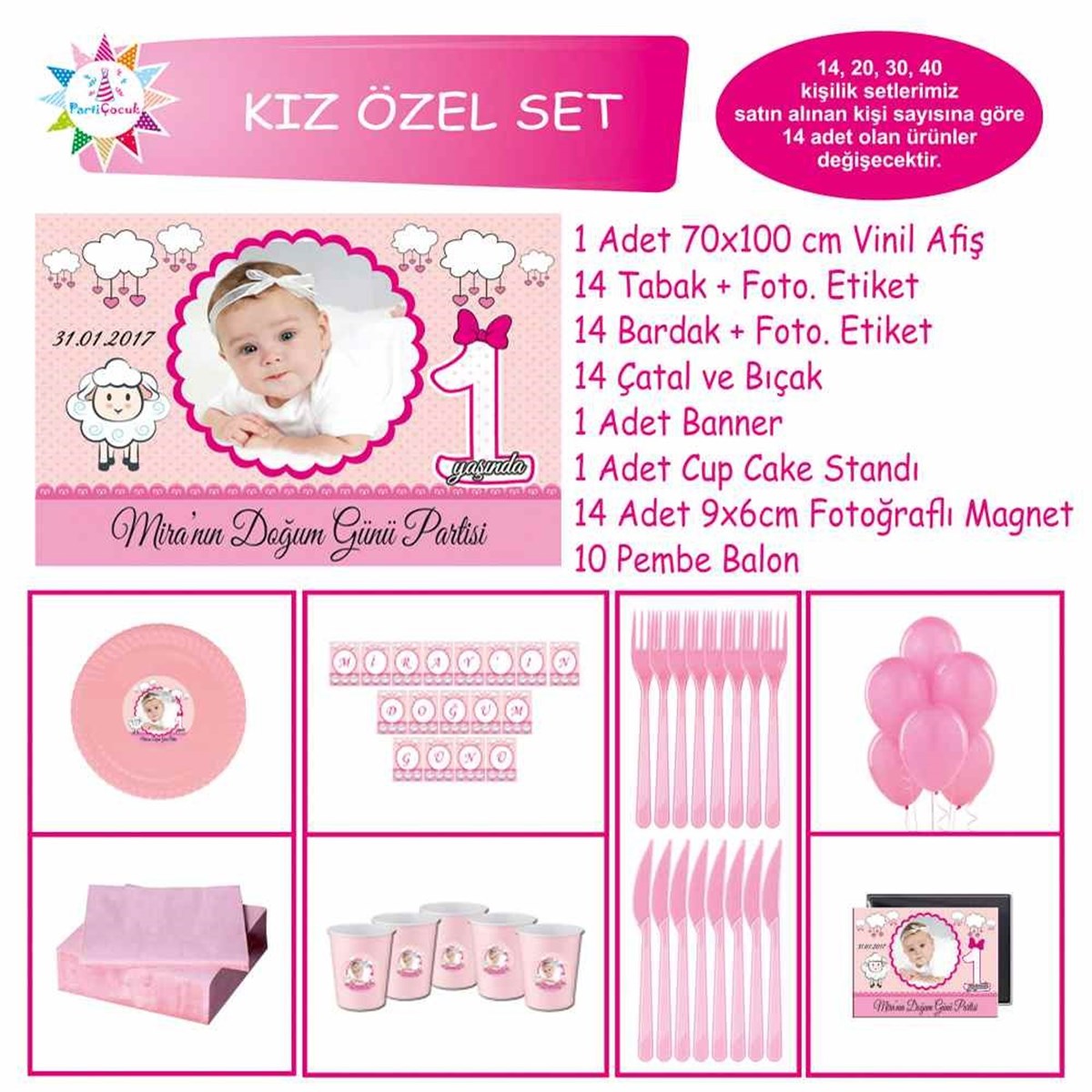 Pembe Kuzulu Özel Kız Çocuğu Konsept Özel Set 