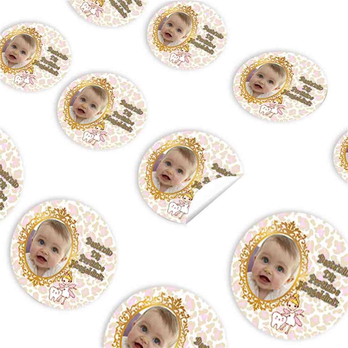 Pembe Leopar Peri ve Diş Parti Seti Sticker 30 Adet 