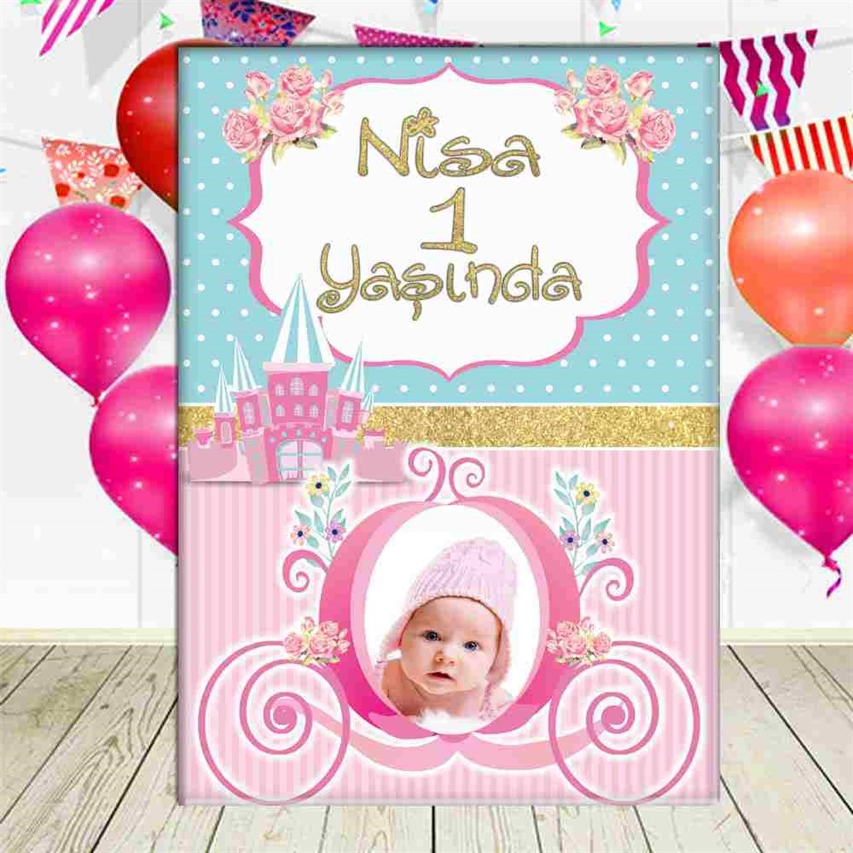 Pembe Mavi Balkabağı Konsept Ayaklı Pano  