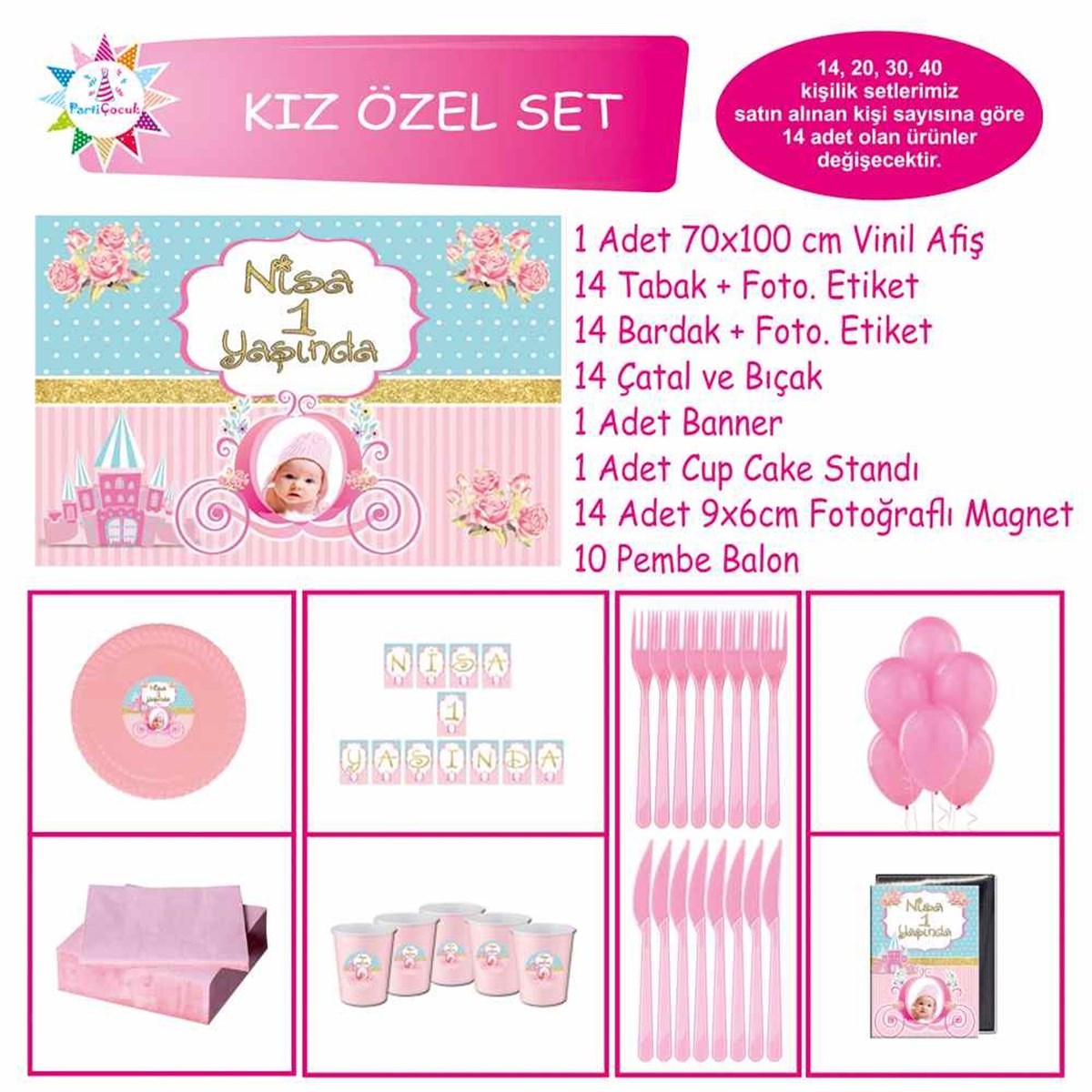 Pembe Mavi Balkabağı Parti Konsept Özel Set 