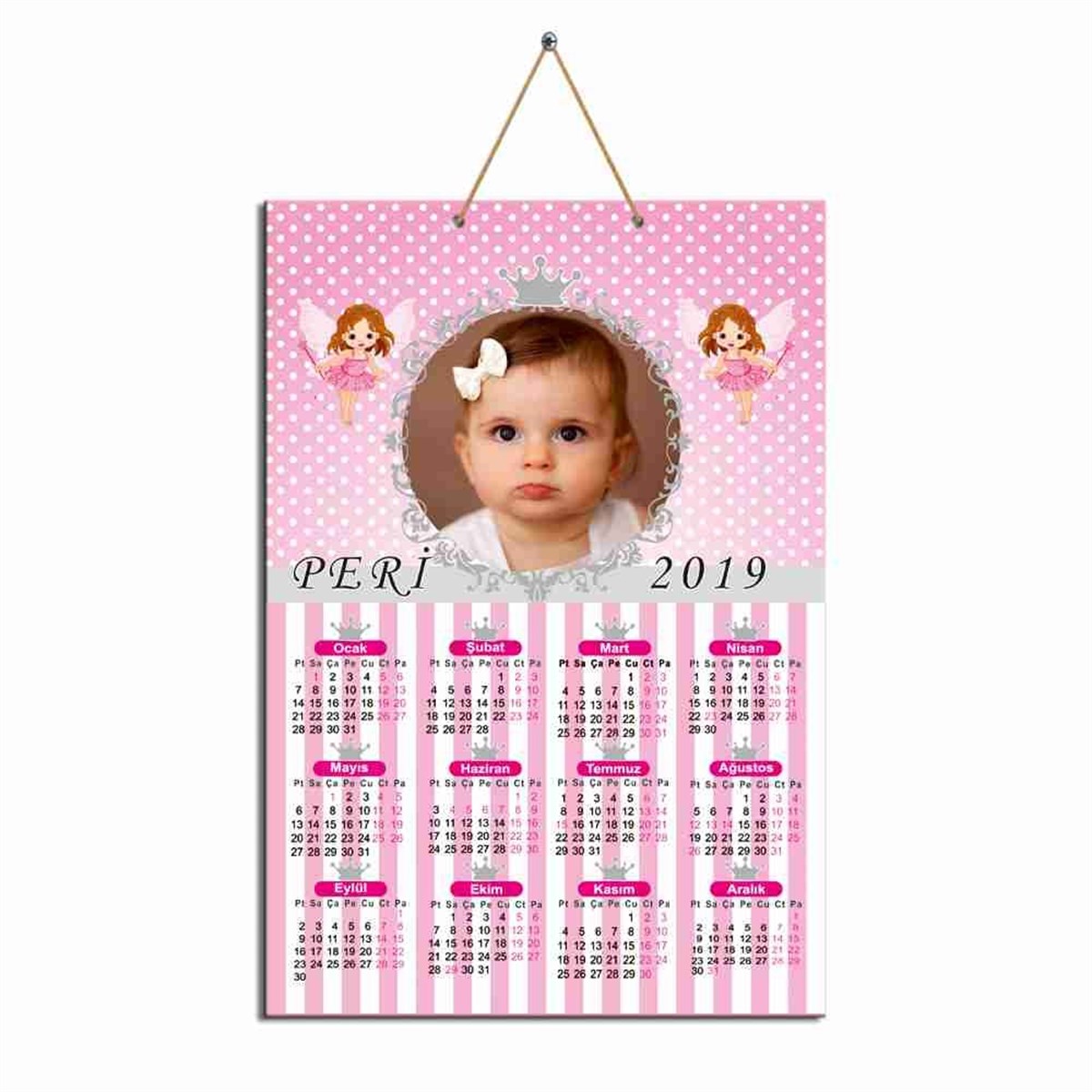 Pembe Melek Karton Takvim  