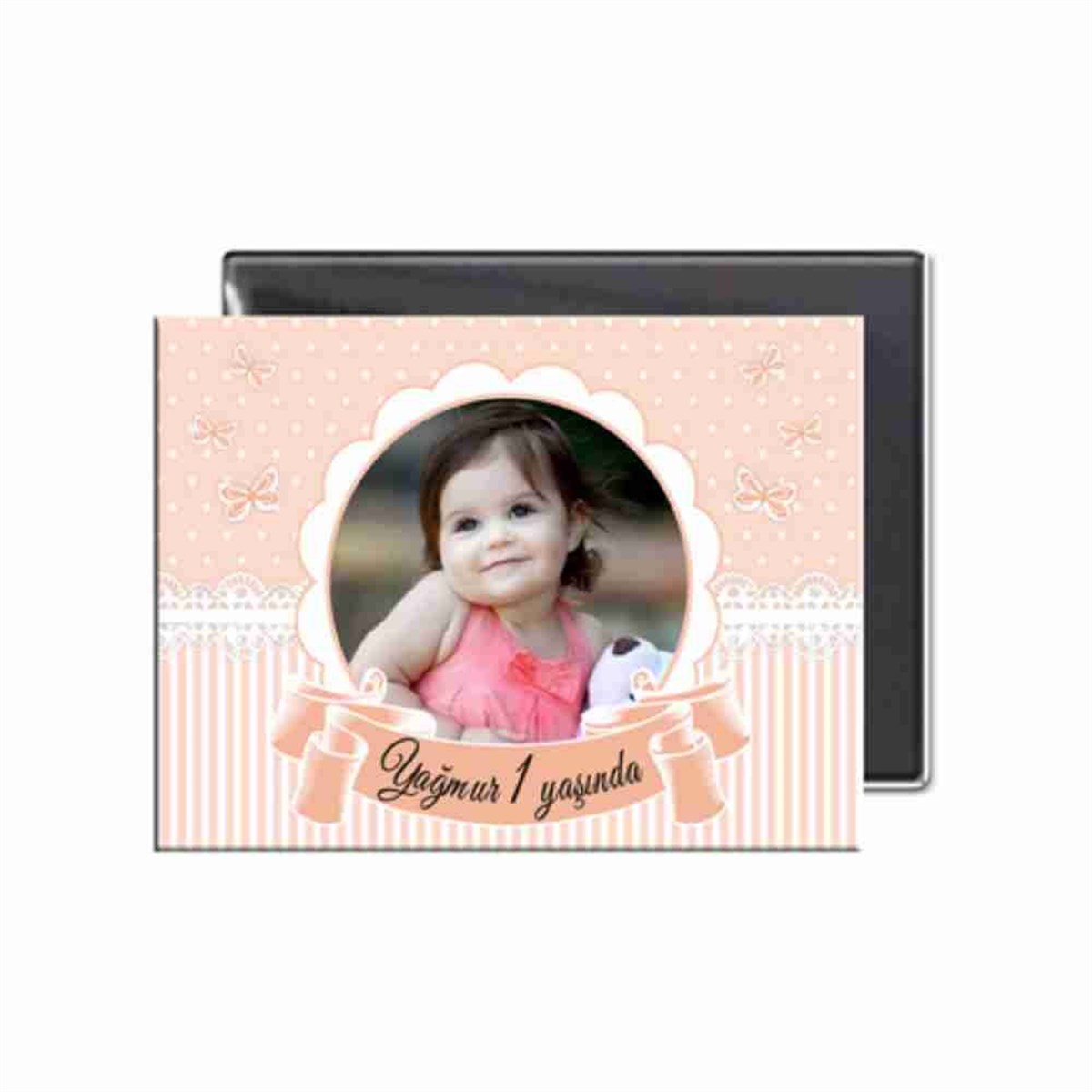 Pembe Puantiyeli Buzdolabı Magneti  