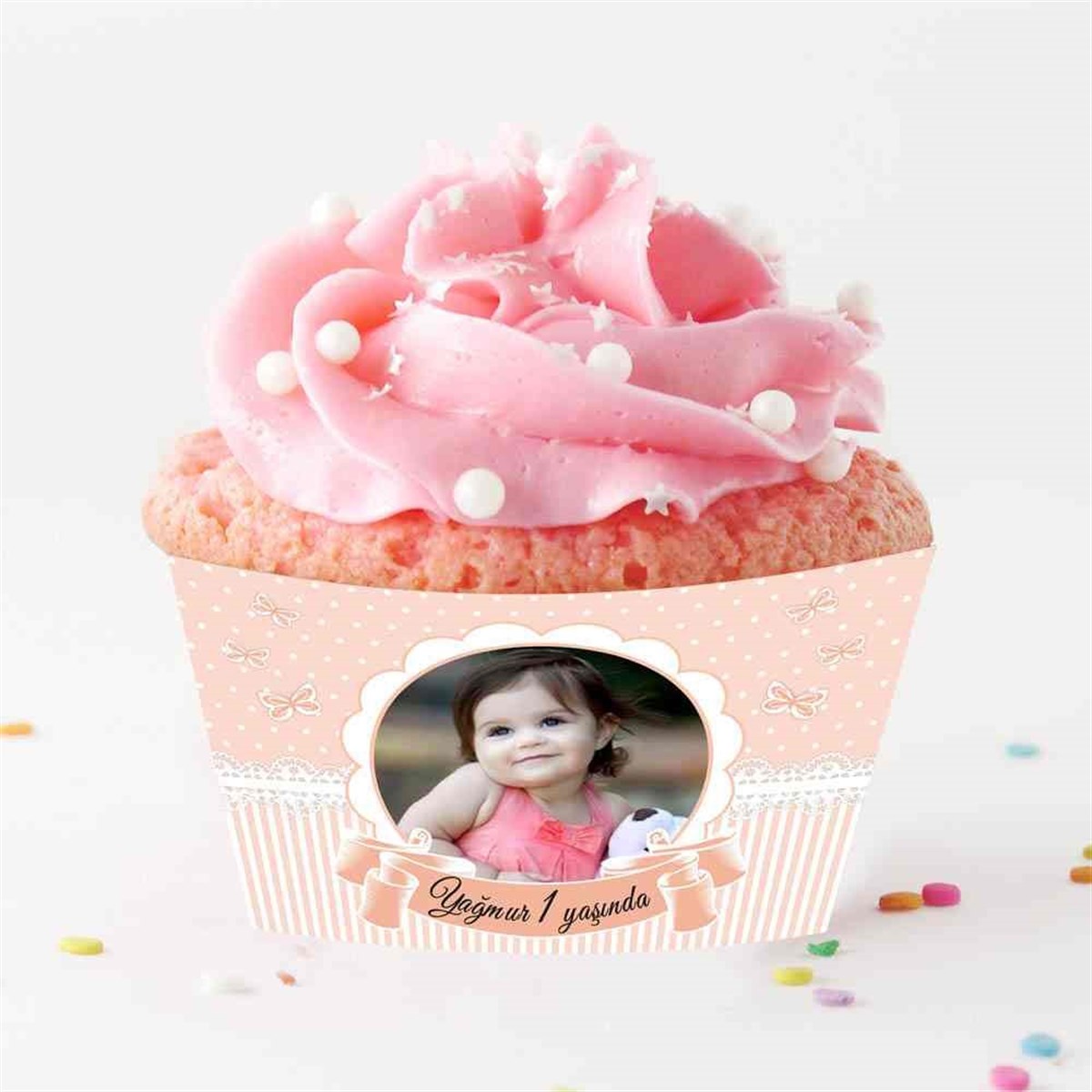 Pembe Puantiyeli Cupcake Sargısı  