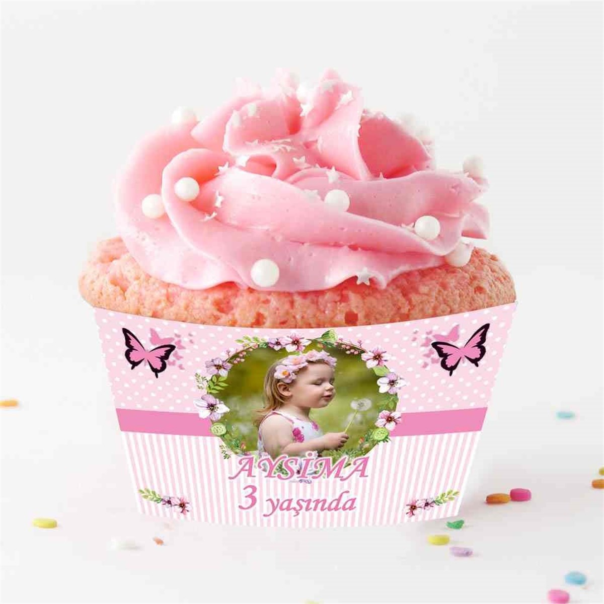 Pembe Puantiyeli Cupcake Sargısı 