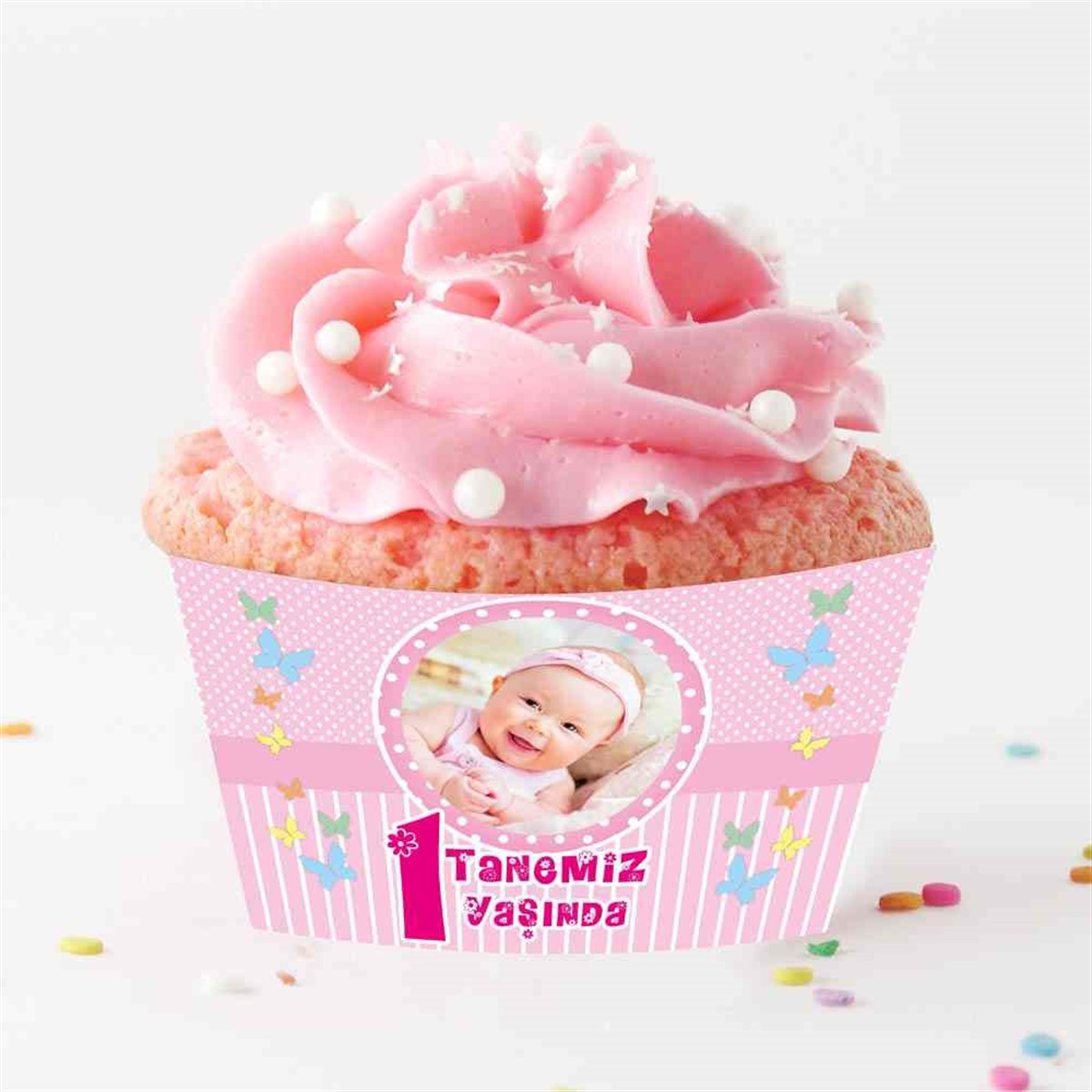 Pembe Puantiyeli Cupcake Sargısı 
