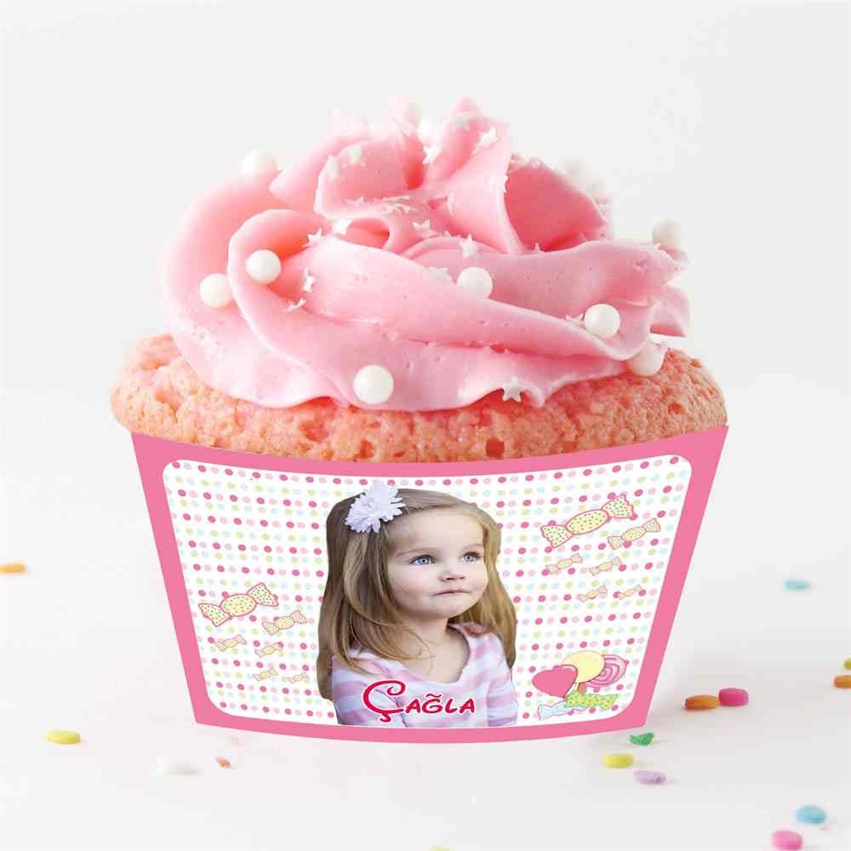 Pembe Şeker Cupcake Sargısı  