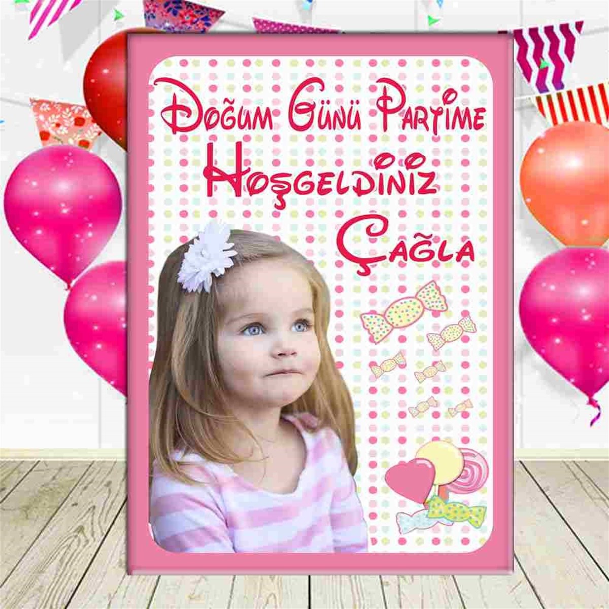 Pembe Şeker Konsept Ayaklı Pano  
