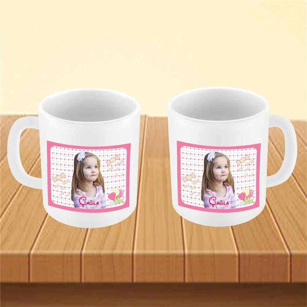 Pembe Şeker Konsept Kupa Bardak Mug  