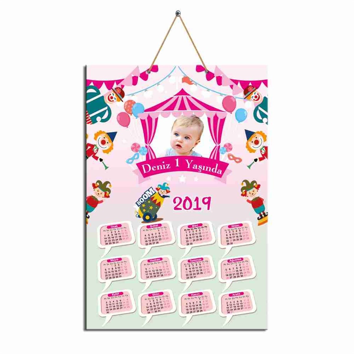 Pembe Sirk Karton Takvim 