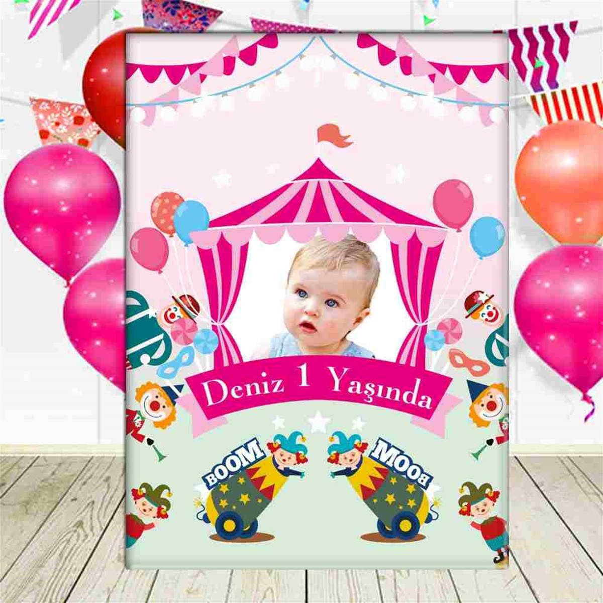 Pembe Sirk Konsept Ayaklı Pano  