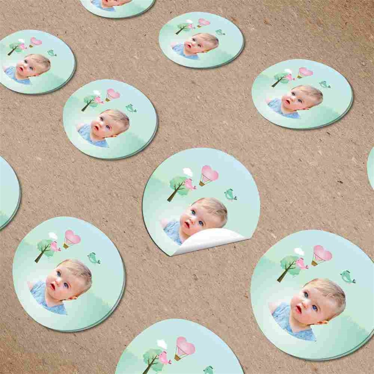 Pembe Sirk Konsept Kişiye Özel Sticker 30 Adet  