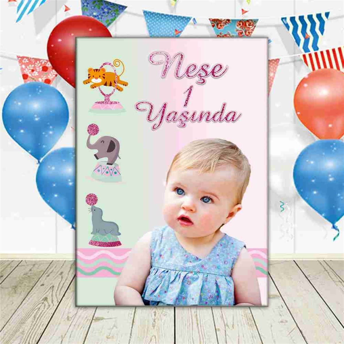 Pembe Sİrk Konsepti Ayaklı Pano 