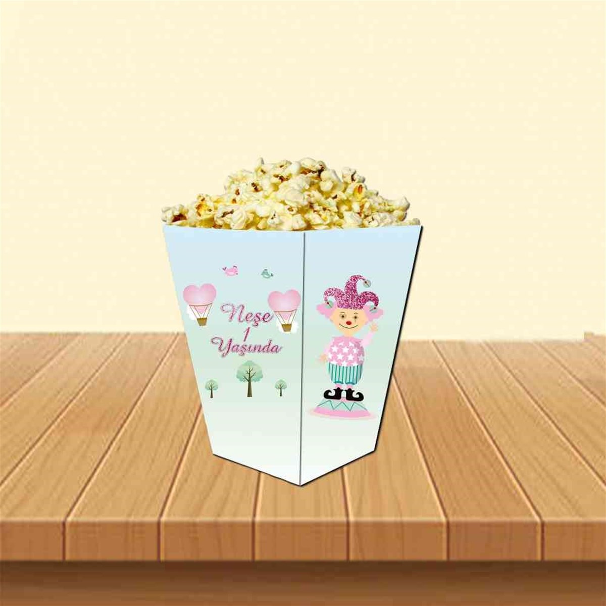 Pembe Sirk Konsepti Popcorn Kutusu 