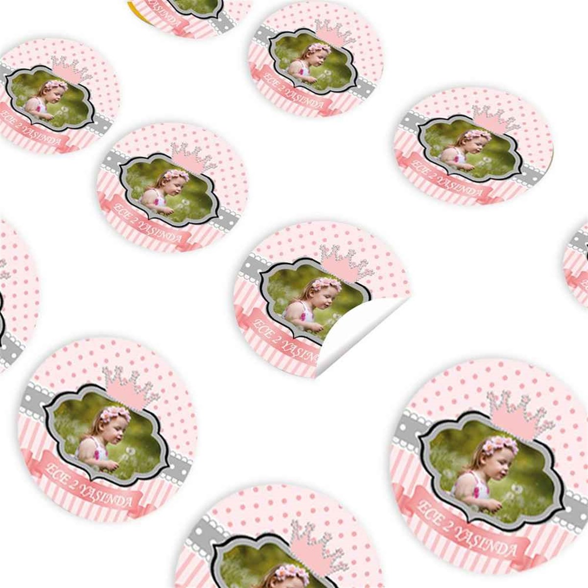 Pembe Taç Konsept Sticker 30 Adet 