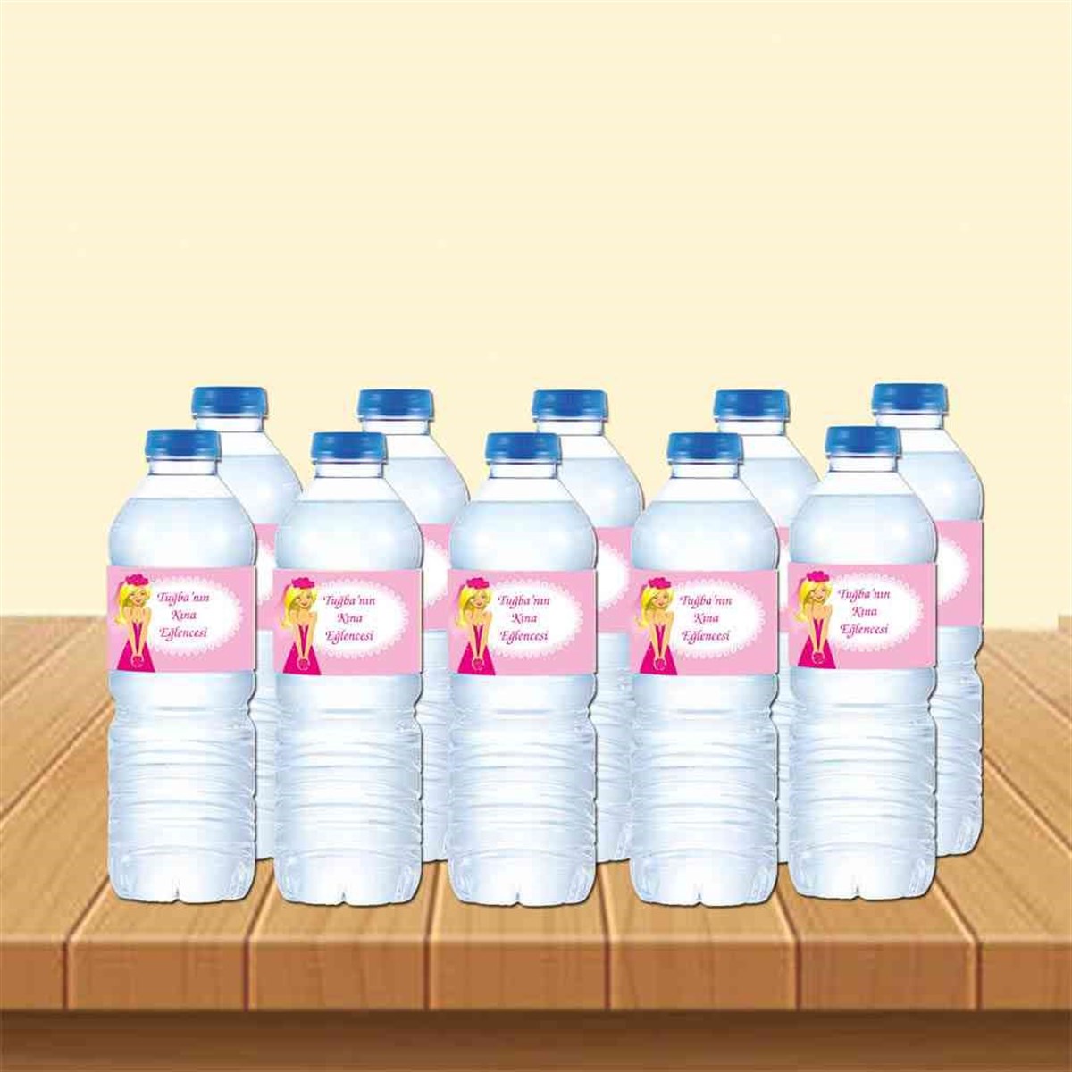 Pembe Vintage Etiket Şişelere 