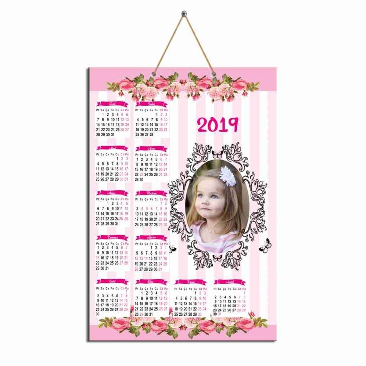 Pembe Vintage Karton Takvim   