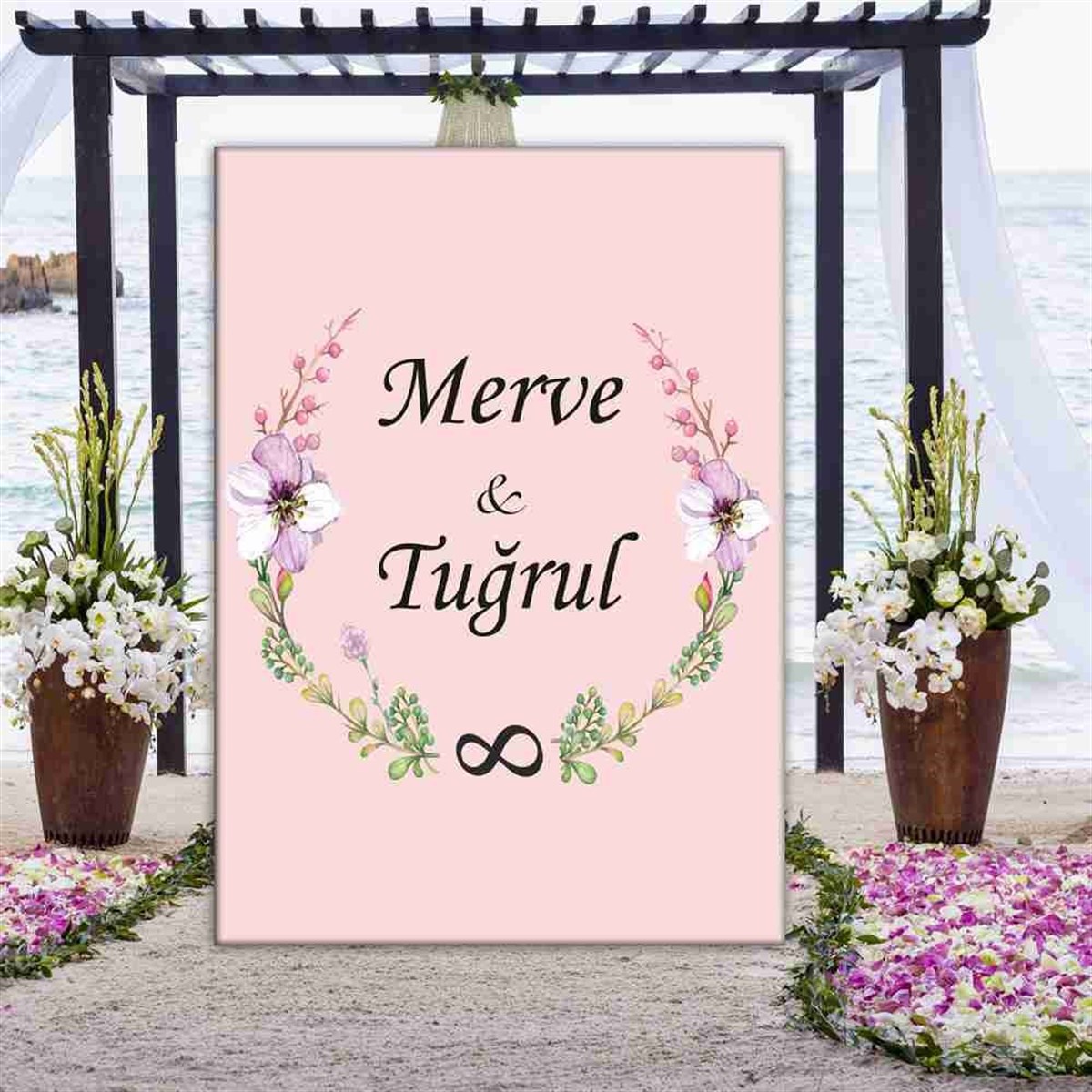 Pembe Zeminli Kişiye Özel Pano 