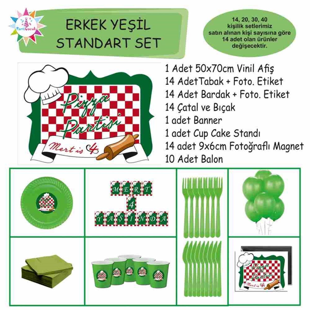 Pizza Konseptli Kişiye Özel Standart Set 