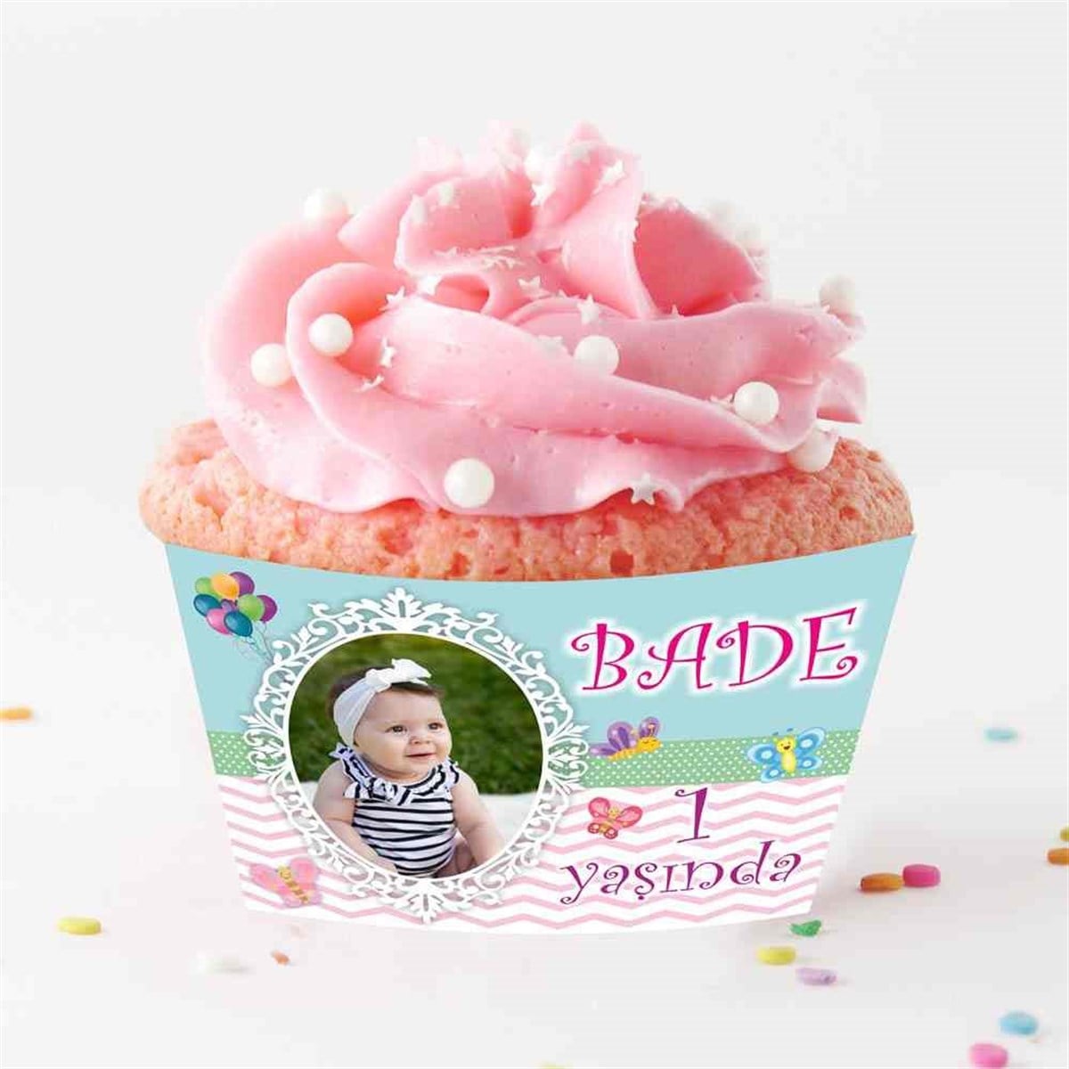 Puantiyeli Balon Cupcake Sargısı  