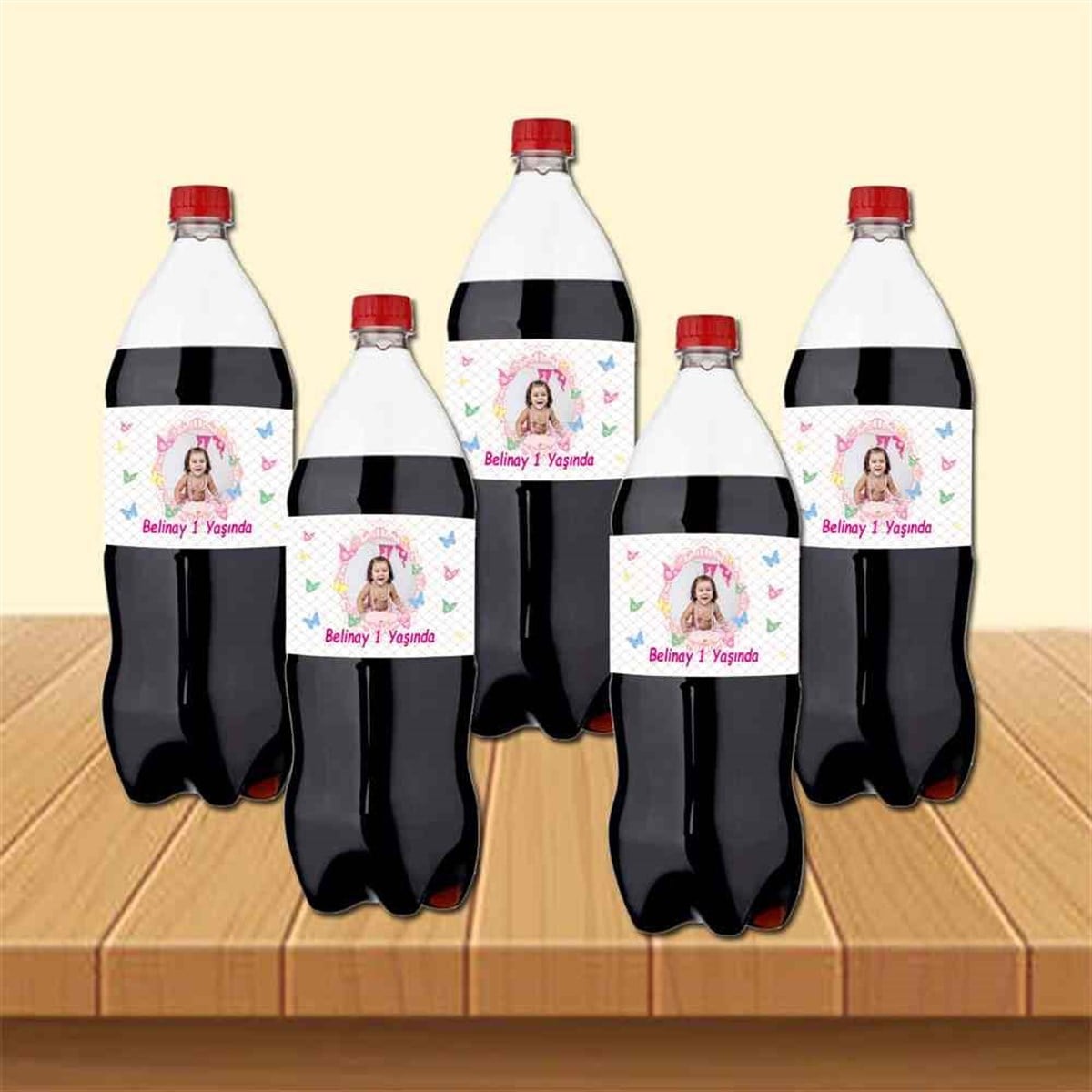 Puantiyeli Renkli Kelebek Cola Şisesi Bandı  