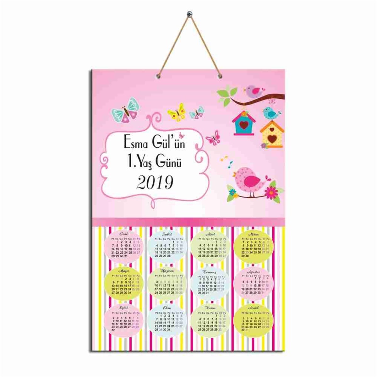 Puantiyeli Şerit Karton Takvim  