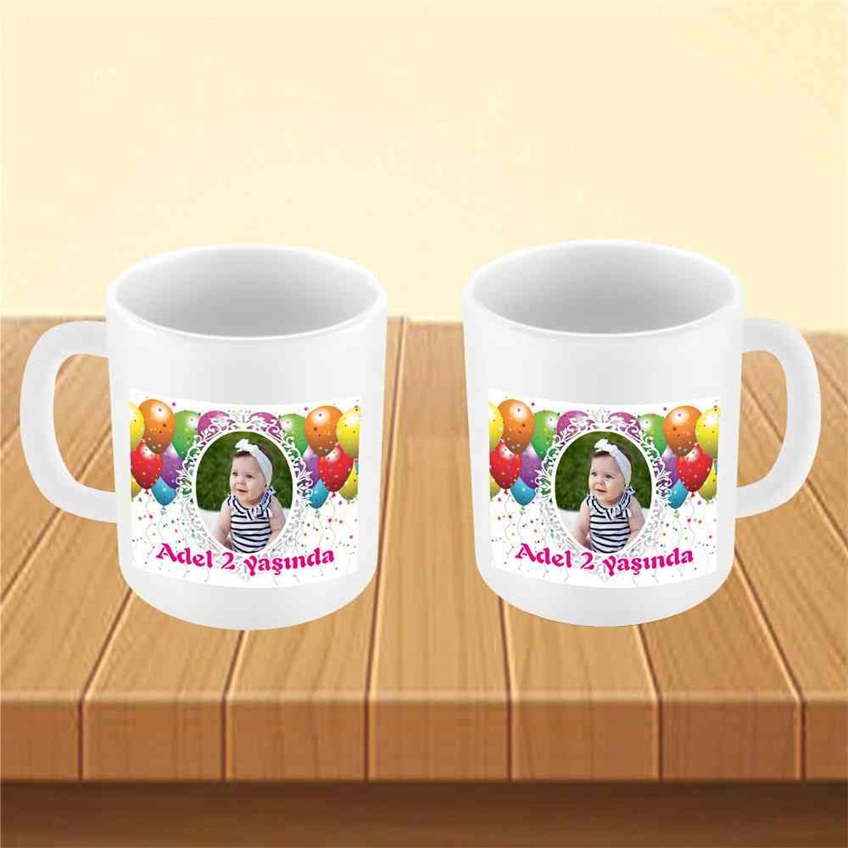 Renkli Balonlu Konsept Kupa Bardak Mug  