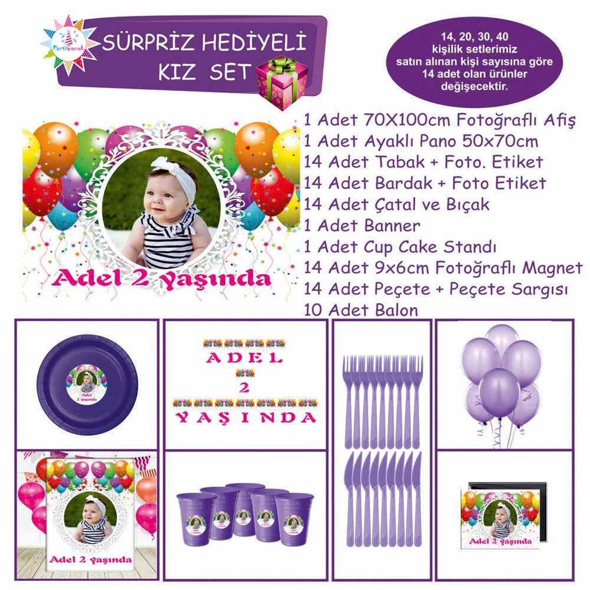 Renkli Balonlu Konsept Sürpriz Set 