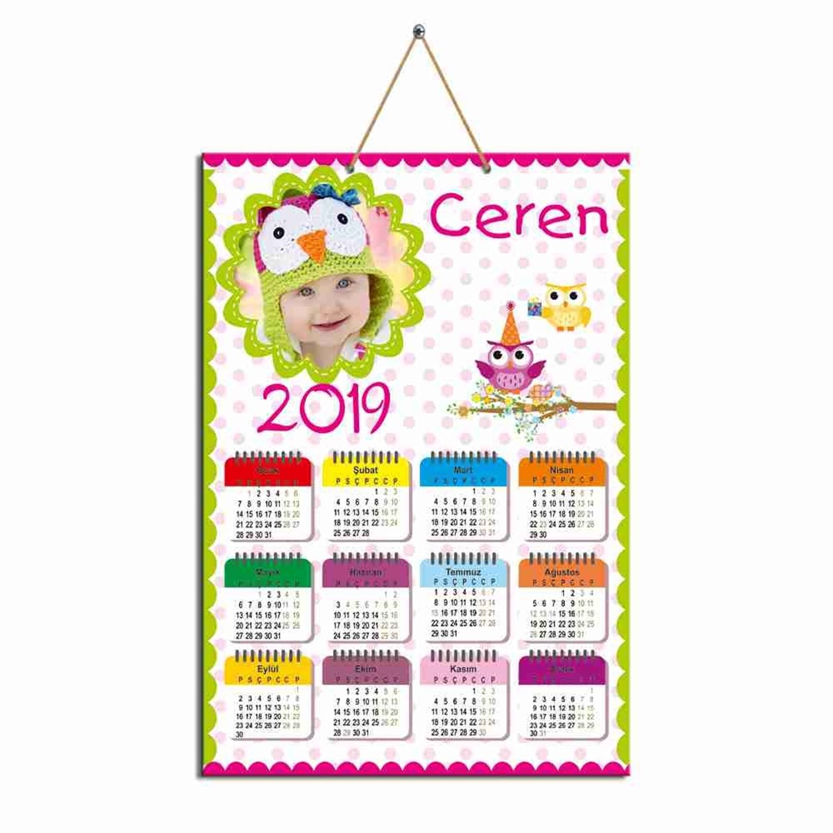 Renkli Baykuş Karton Takvim  