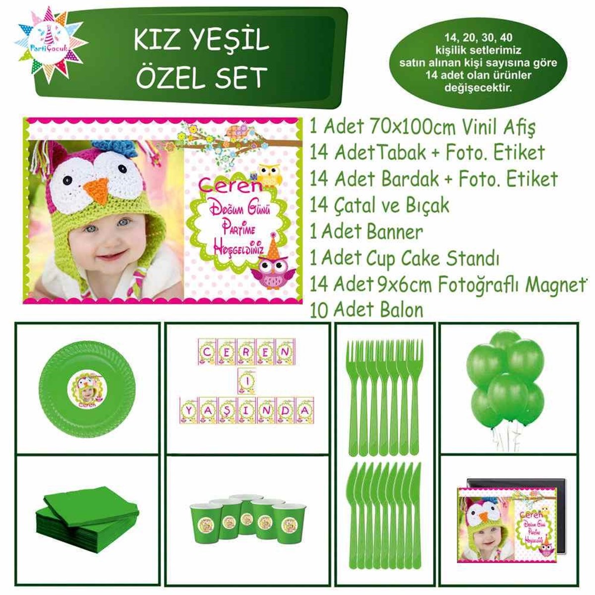 Renkli Baykuş Parti Paketi Seti Özel Set 