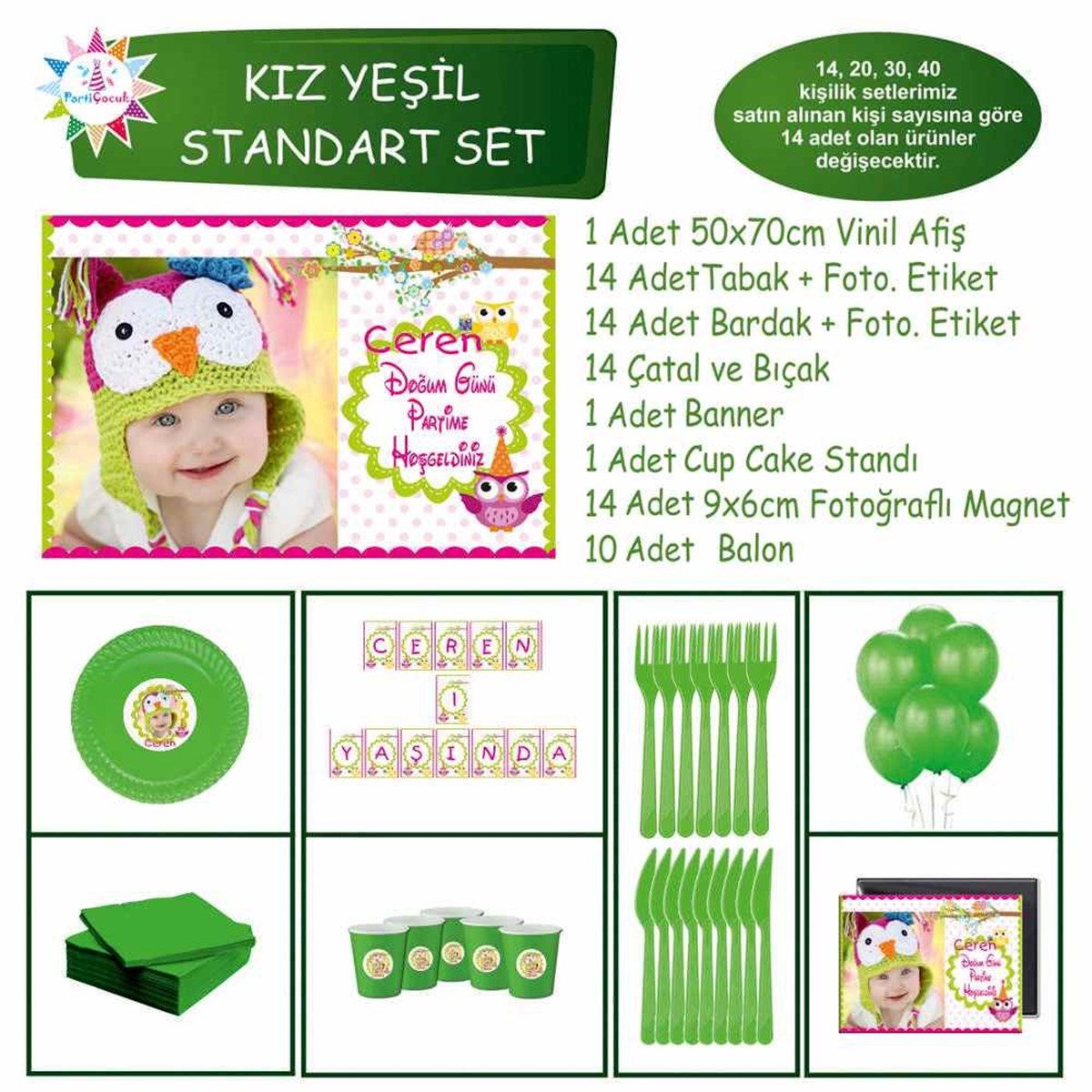 Renkli Baykuş Parti Paketi Seti Standart Set 