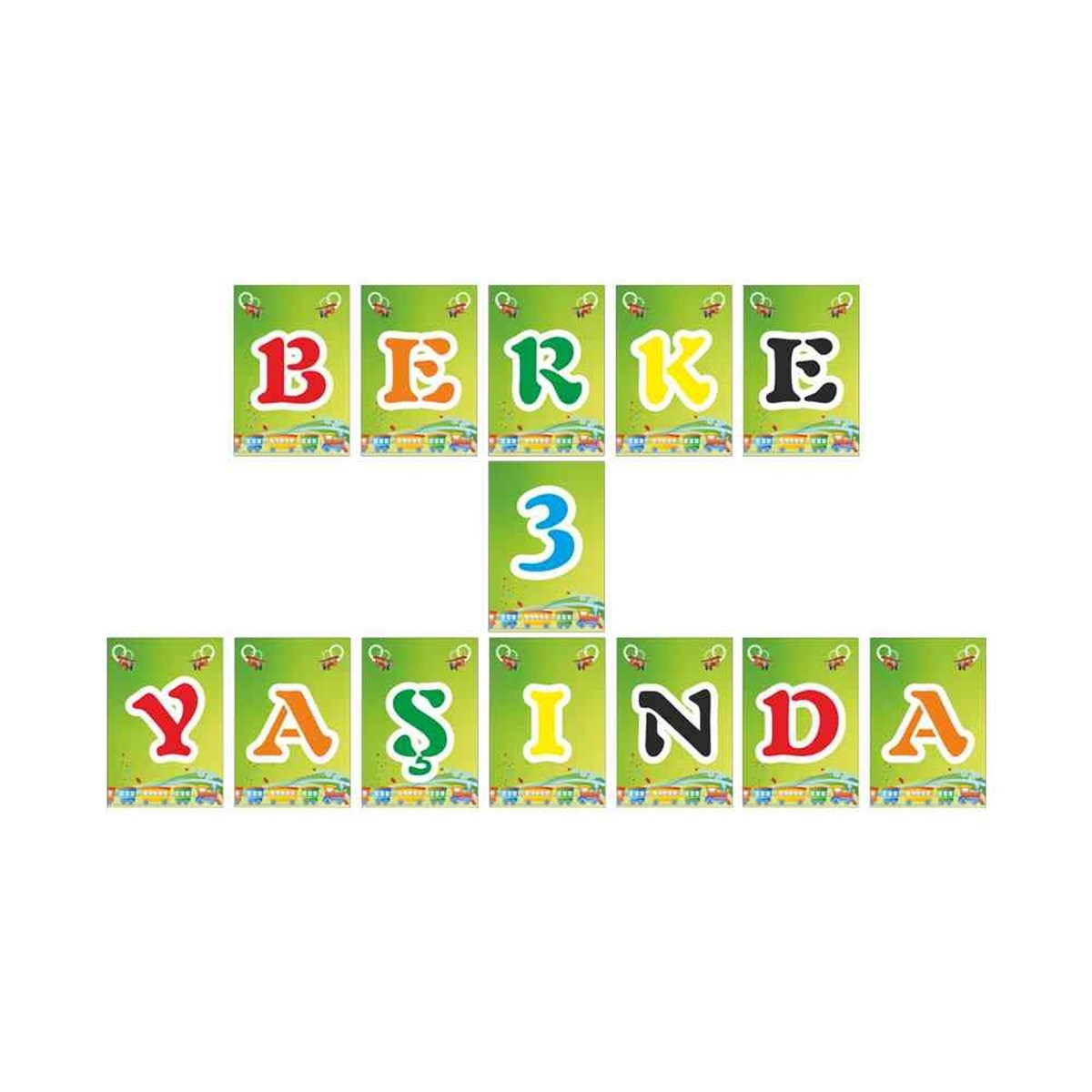 Renkli Tren ve Uçak Konsept Harf Banner 