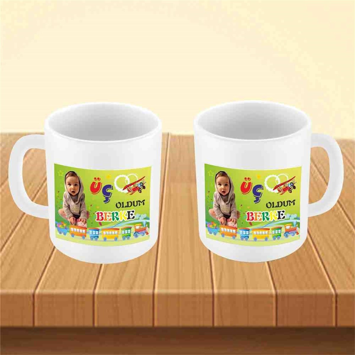 Renkli Tren ve Uçak Konsept Kupa Bardak Mug 