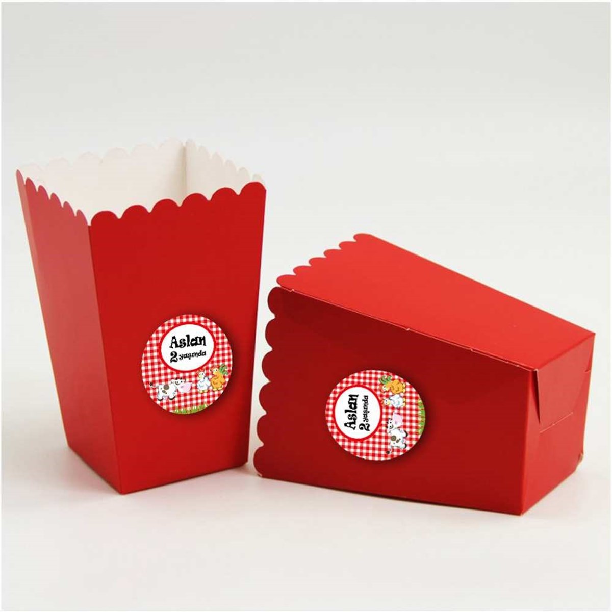 Resimli Çiftlik Etiketli Popcorn Kutusu 10 Adet 