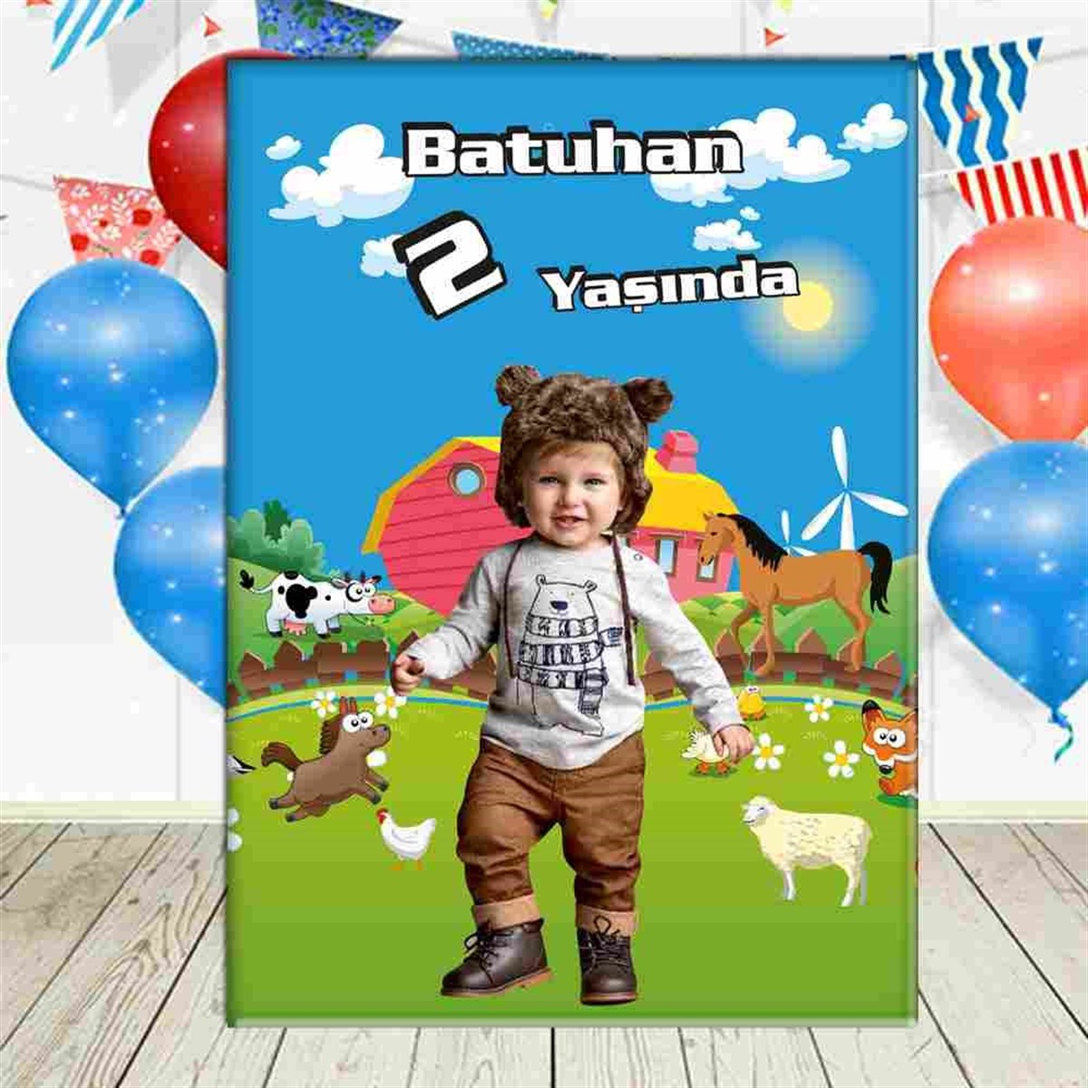 Resimli Çiftlik Konsept Ayaklı Pano 