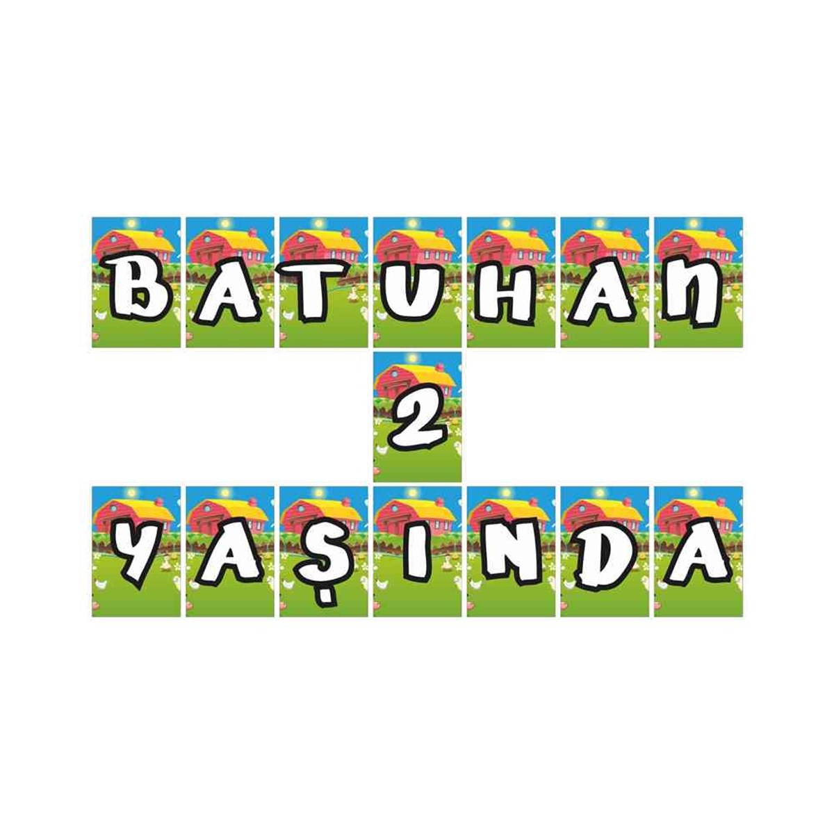 Resimli Çiftlik Konsept Harf Banner 