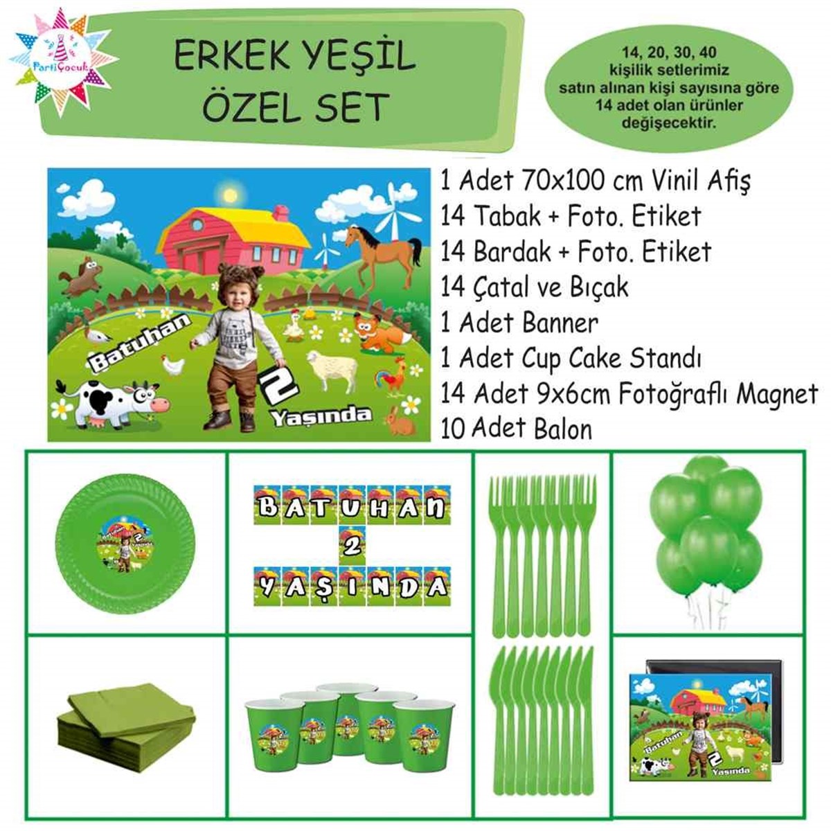Resimli Çiftlik Parti Malzemeleri Özel Set 