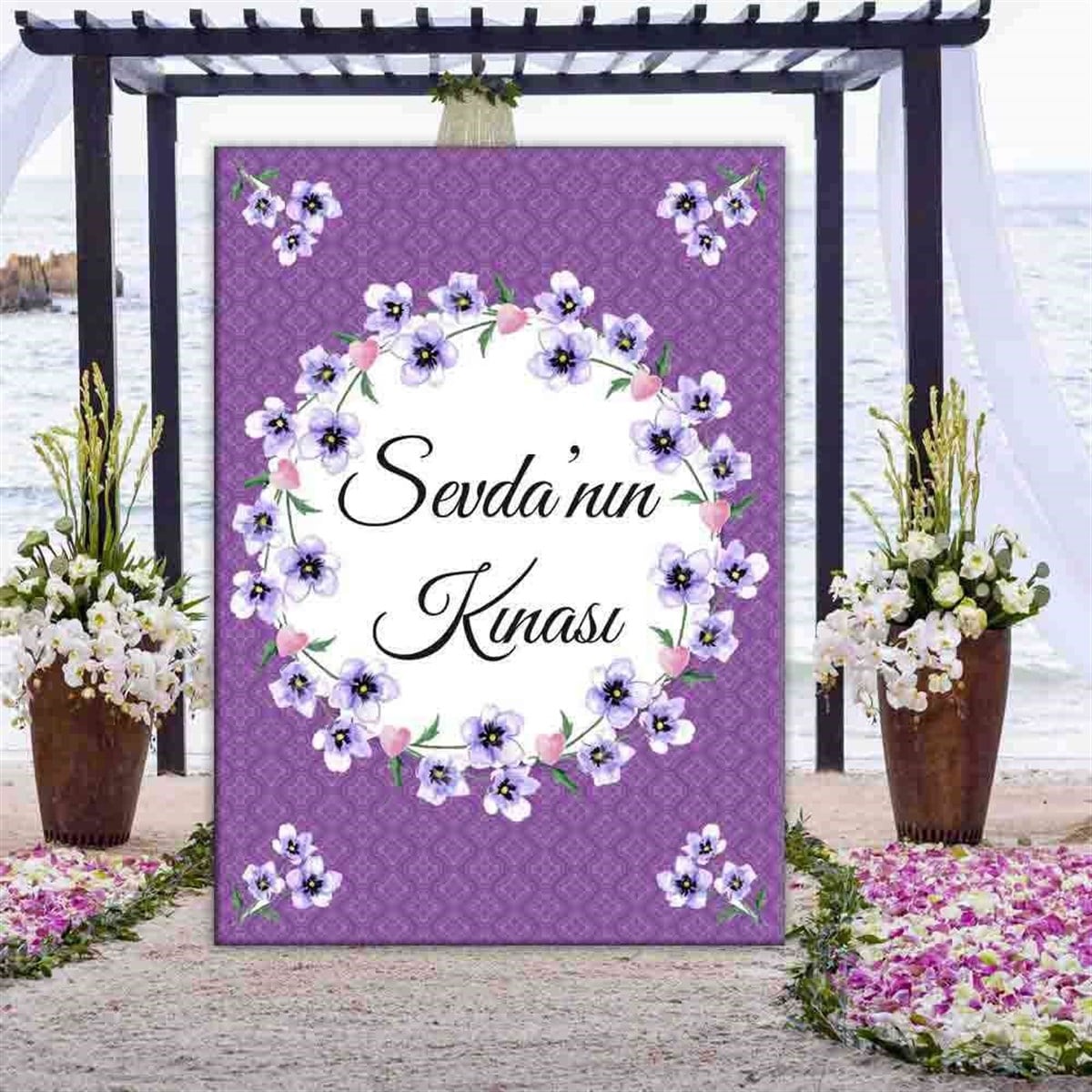 Romantik Mor Çiçekler Kına Pano 