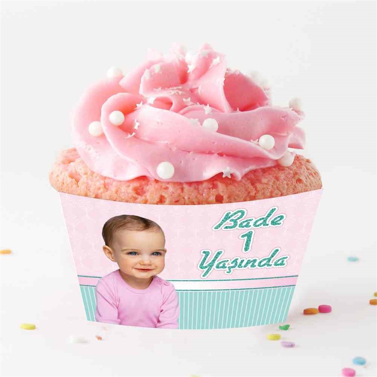 Sade Pembe Mint Yeşili Cupcake Sargısı  