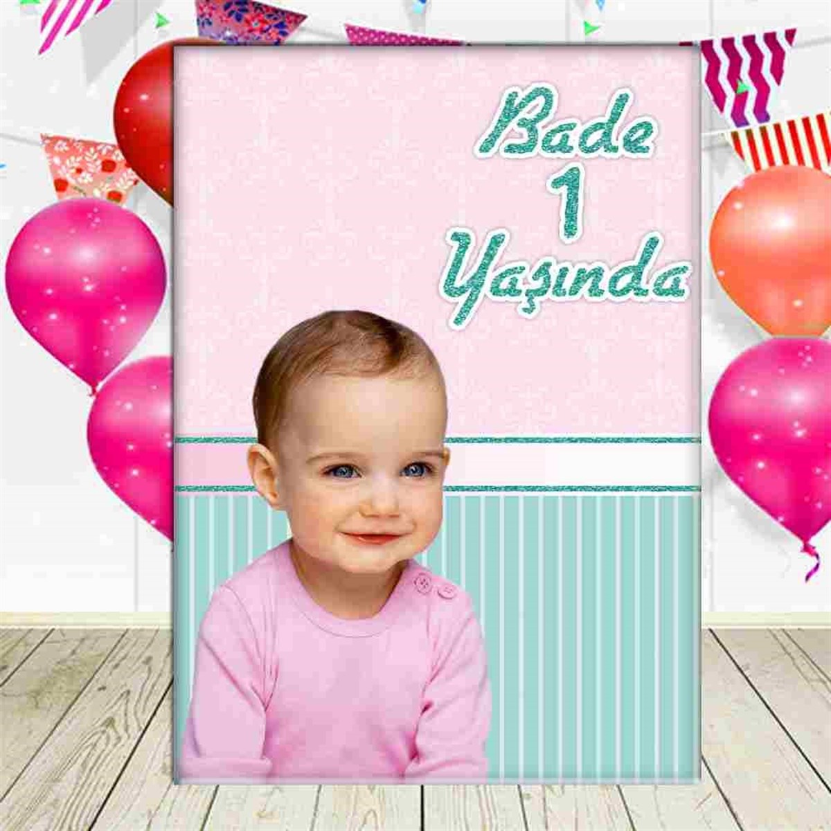 Sade Pembe Mint Yeşili Konsept Ayaklı Pano  