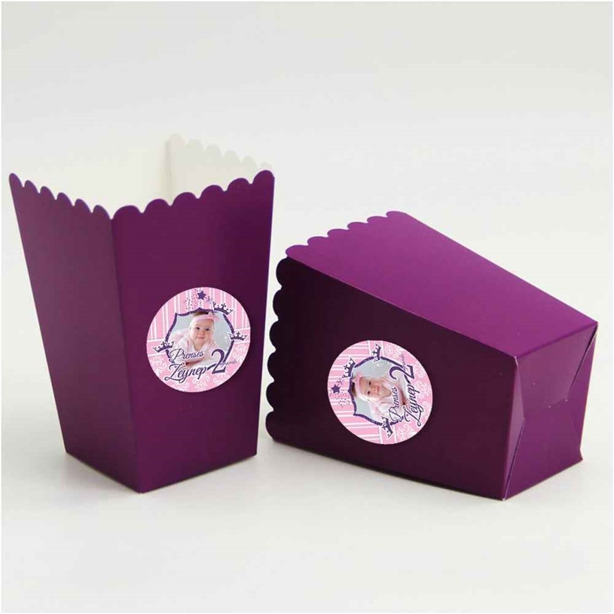 Sade Pembe Mint Yeşili Konsept Etiketli Popcorn Kutusu 10 Adet 